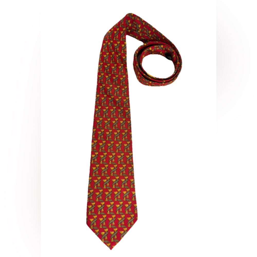 Salvatore Ferragamo Red and Yellow Geometric Tie